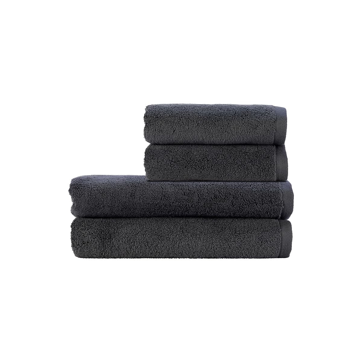 Christy Cirrus Quick Dry Towel Set | 4 Pieces | 2 Hand 2 Bath | Super Soft and Fluffy | Lightweight Bathroom Shower Towels | 100% Cotton | Charcoal