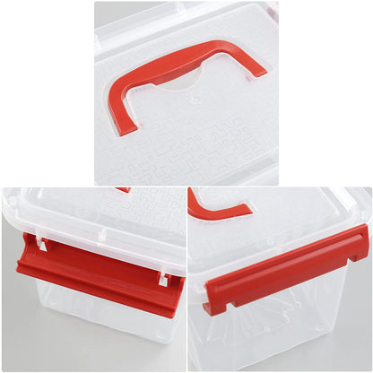 Waikhomes Set of 6 Plastic Storage Box with Lids/Handles, 6 L, Clear