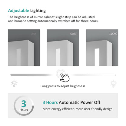 EMKE Led Bathroom Mirror Cabinet, Bathroom Wall Mirror Cabinet with Led Lights with Shaver Socket, Illuminated Mirror Cabinet with Dimmable