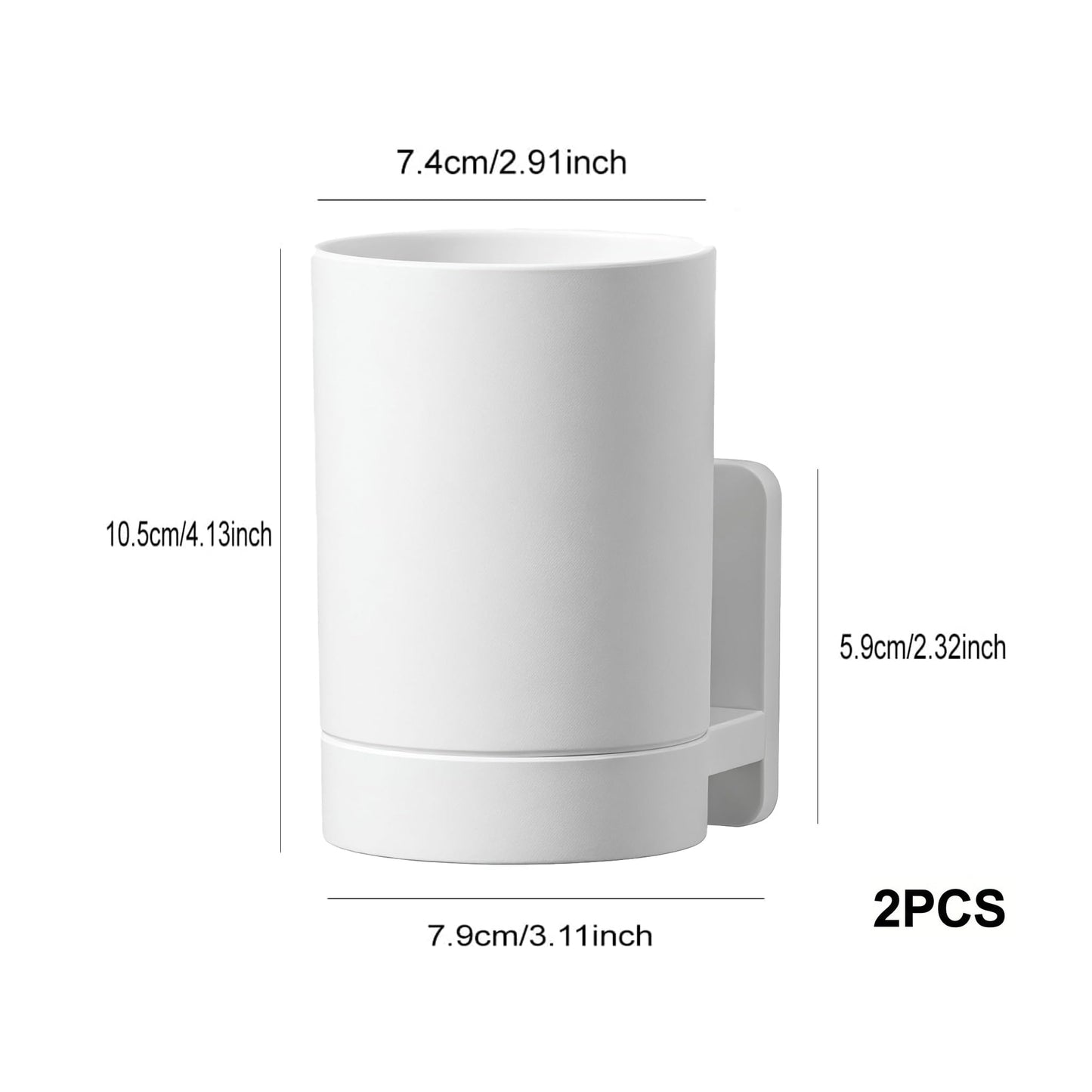 2 Pcs Wall Mounted Toothbrush Holder, Self Adhesive Tooth Brushing Holder Multifunction Tooth Mug Toothpaste Accessories Sets No Drilling for Home