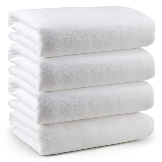 Orighty Bath Towel Set Pack of 4(27?? x 54??) - Soft Feel White Bath Towel Sets, Highly Absorbent Microfibre Towels for Body, Quick Drying, Microfibre
