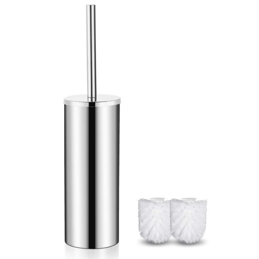 FIISAYL Toilet Brush and Holder for Toilet, Toilet Brush with Handle and Stainless Steel Base, Silver Mirror