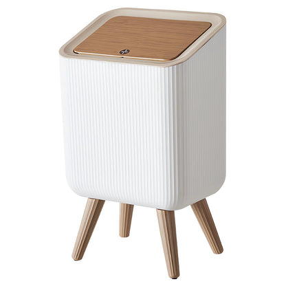9L Bedroom Bin,Bathroom Bins with Press Top Lid,White Toilet Trash Can with Legs,Nordic Modern Waste Garbage Can for Kitchen Bathroom Bedrooms Office