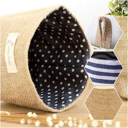 Hanging Small Storage Baskets 4pcs Cotton Linen Storage Bag with Handle
