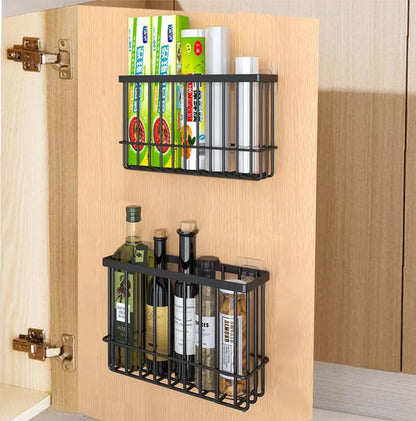EigPluy 2 Pieces Kitchen Cabinet Door Storage Box, Self-Adhesive Storage Box, Wall Mounted Metal Storage Boxes,Cabinet/Bathroom/Fridge Small Items