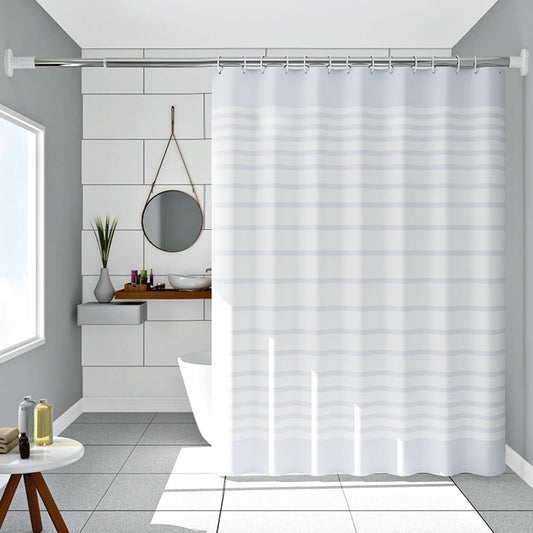 Shower Curtain White, Shower Curtain 300 x 200 XXL Peva Striped White Anti Mould Shower Blind Washable for Home Dorm Rooms