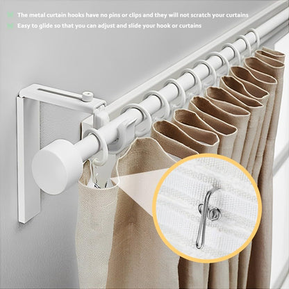 GZSYWZ 100 Pieces Curtain Hooks - Rustproof Metal Curtain Header Tape Drapery Hooks Heavy Duty Curtain Hooks Multi-Purpose Hooks Door Curtains Shower