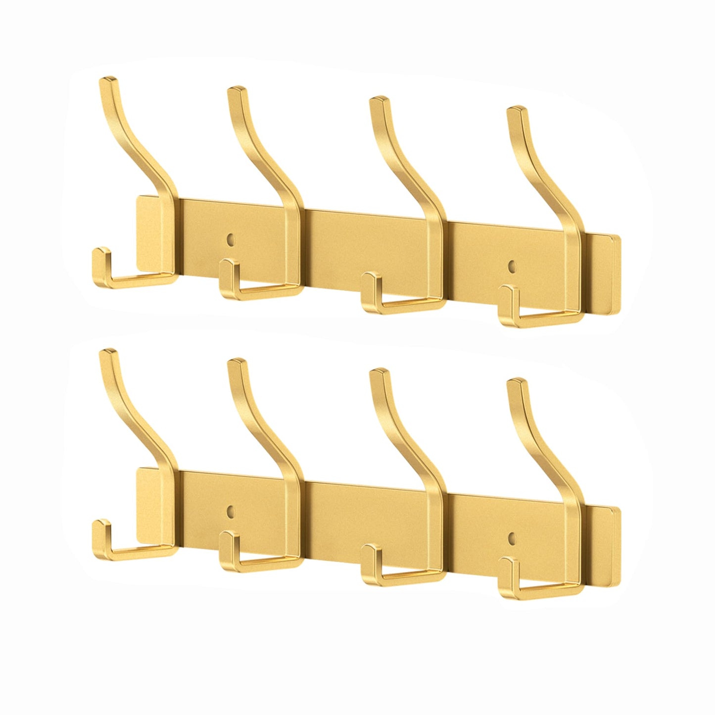 MEIJO Coat Hooks Wall Mounted Stainless Steel, Gold Coat Rack Wall Mounted with 4 Hooks Heavy Duty Coat Hooks for Door, Bathroom, Bedroom, Kitchen
