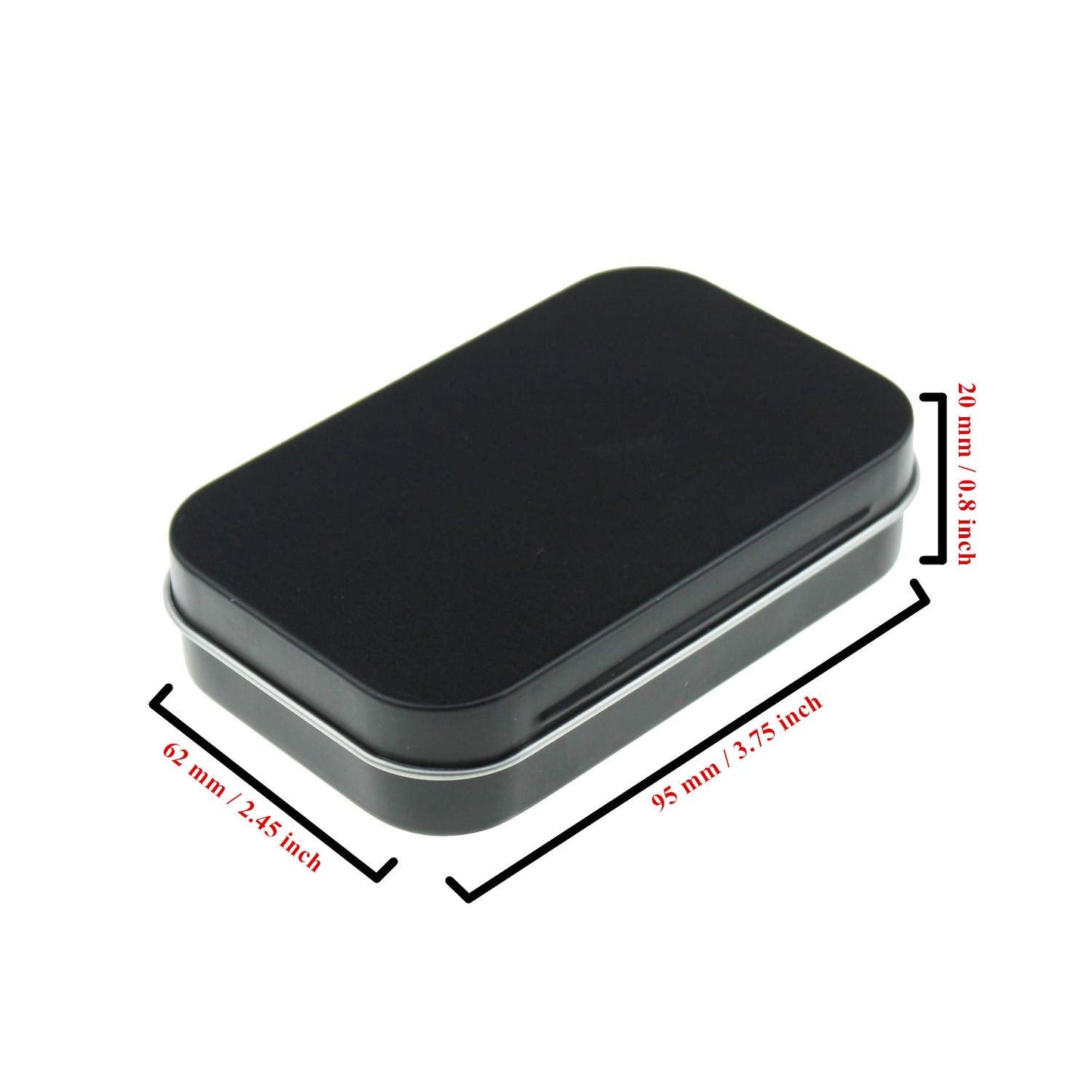 Goodma 9 Pack Rectangular Empty Tin Box Containers, Black, Mixed