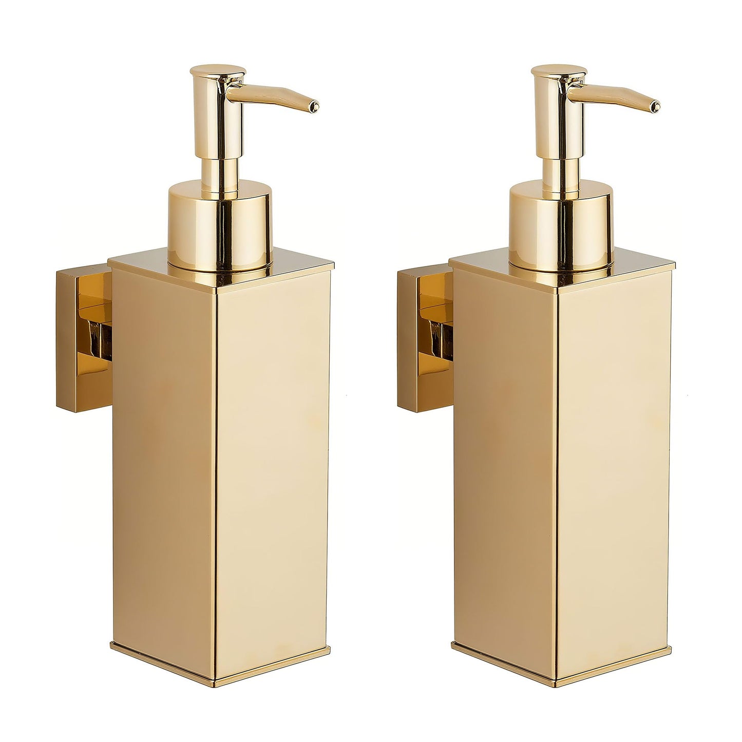 BGL Wall Mounted Soap Dispensers 2 Pack, 304 Stainless Steel Liquid Hand Wash Dispensers for Bathroom & Kitchen, Gold