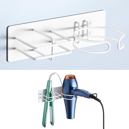 Hair Dryer And Straighteners Holder, Hairdryer Holder Station Wall Mounted & Adhesive, Hair Straightener Holder for Bathroom Salon Dressing Table
