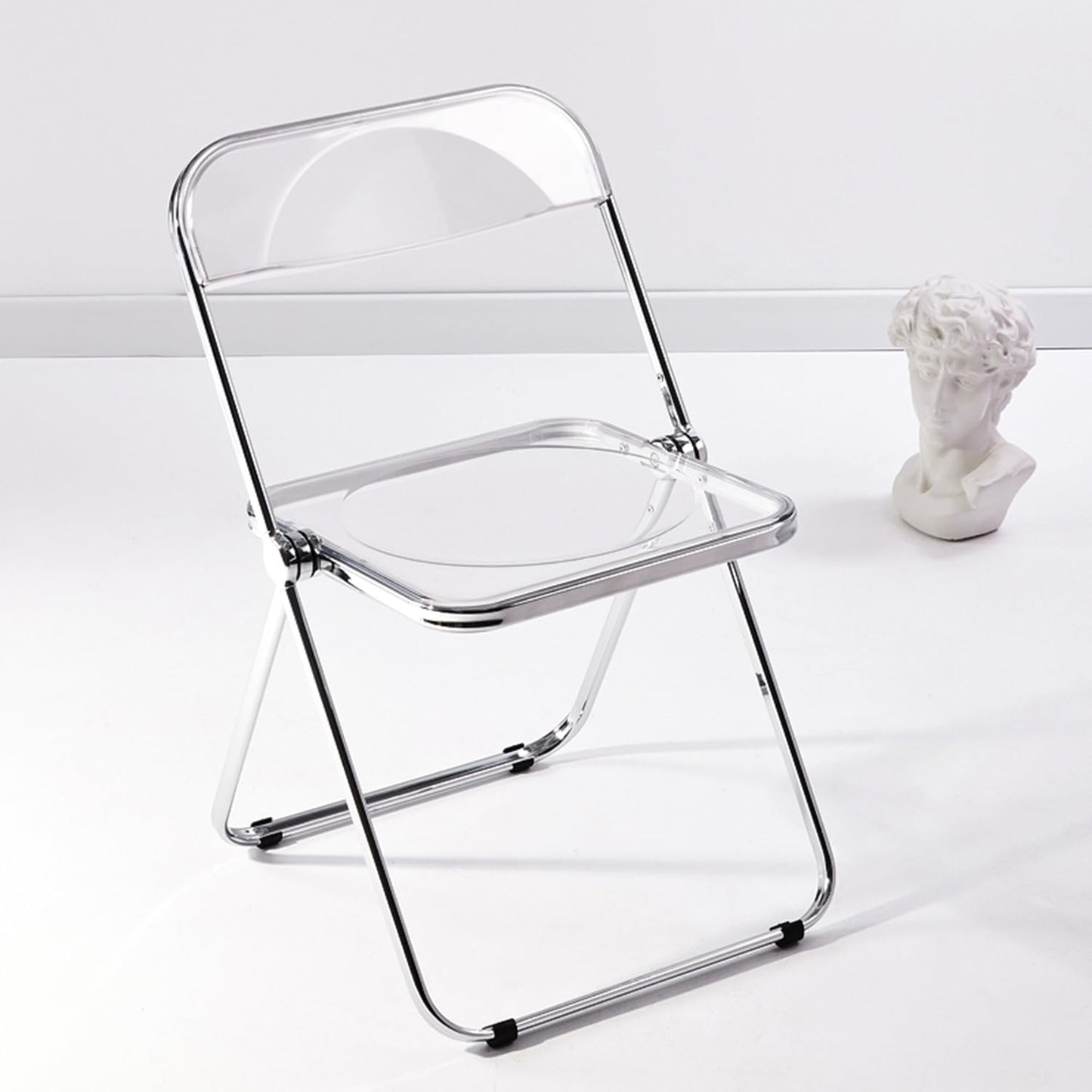 KAIHAOWIN Luxury Modern Acrylic Folding Chairs Transparent Clear Folding Chair-Acrylic Ghost Stackable Crystal Seat-PC Plastic Living Room