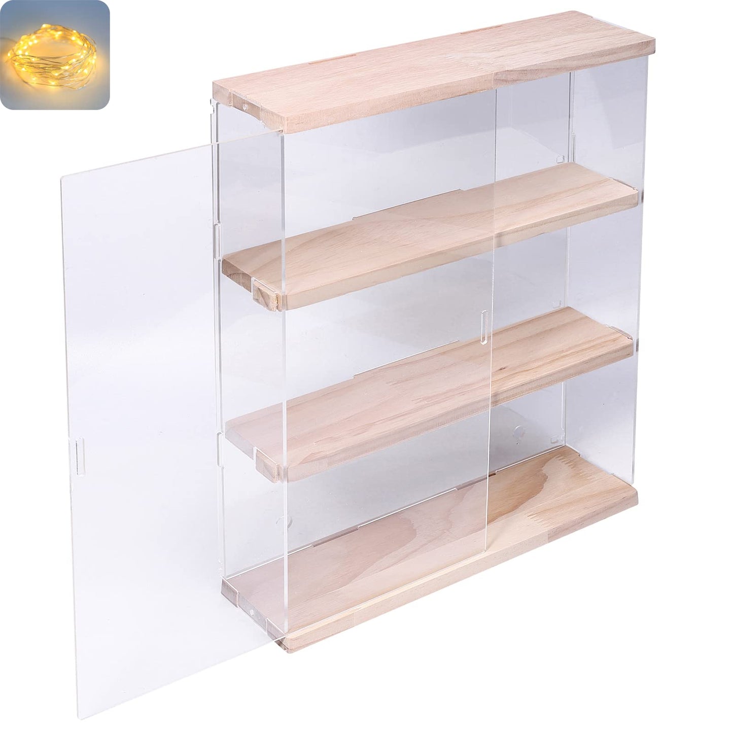 Nynelly 3 Shelf Clear Acrylic Display Case with Door - Wall Display Shelf for Models, Figures, Funko Pop, Pop Mart, Labubu, Sonny Angel, Smiski