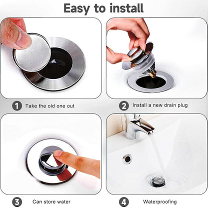 Sink Plug, Drain 2-in-1 Magic Drain Strainer Drain Fitting Plug Sink - Includes 3 Sealing Rings Universal Sink Plug with Drain Strainer for Bathroom