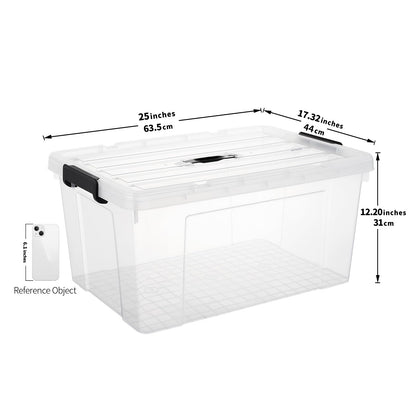 Cetomo 65L*6 Storage Boxes, Carry Plastic Storage Box with Lids, Clear Organizing Container with Handle and Secure Latches
