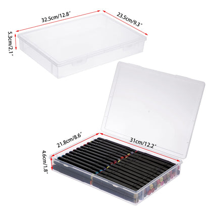 BTSKY Clear Plastic Storage Box with Flap Lid, Multipurpose Craft Organizers and Storage Box Art Supply Storage Organizer Plastic Sewing Box for