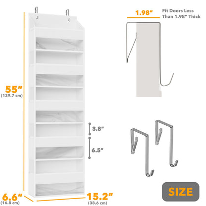 SpaceAid 1 Pack Over The Door Organizer with 5 Large Pockets and 10 Mesh Side Pockets, 5 Layers Door Organizer Hanging with Clear Window for Bedroom