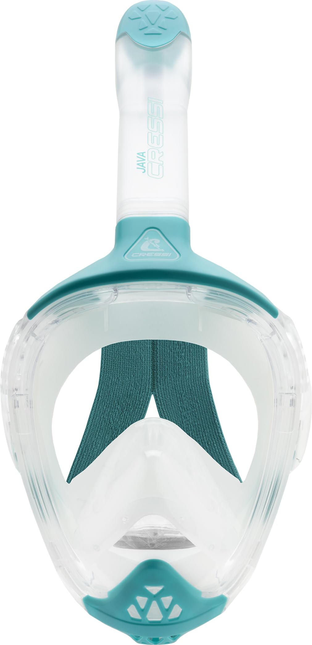CRESSI Java Full Face Mask Clear/Aquamarine L/XL-Unisex Full Face Snorkel Mask, Ultra Clear Anti Fog Lens, 100% Silicone, Snorkel Dry with Safety