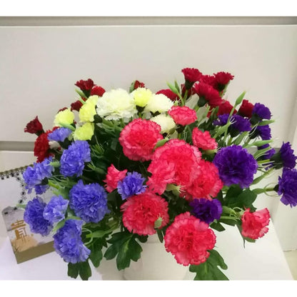 Rikyo 11 Inch Bouquets 10 Stem Rose Red Carnations,Outdoor UV Resistant No Fade Artificial Flower,Mini Carnation Silk Petals Fake Flowers Forever Plants for Photo Props Home Party and Wedding Decor
