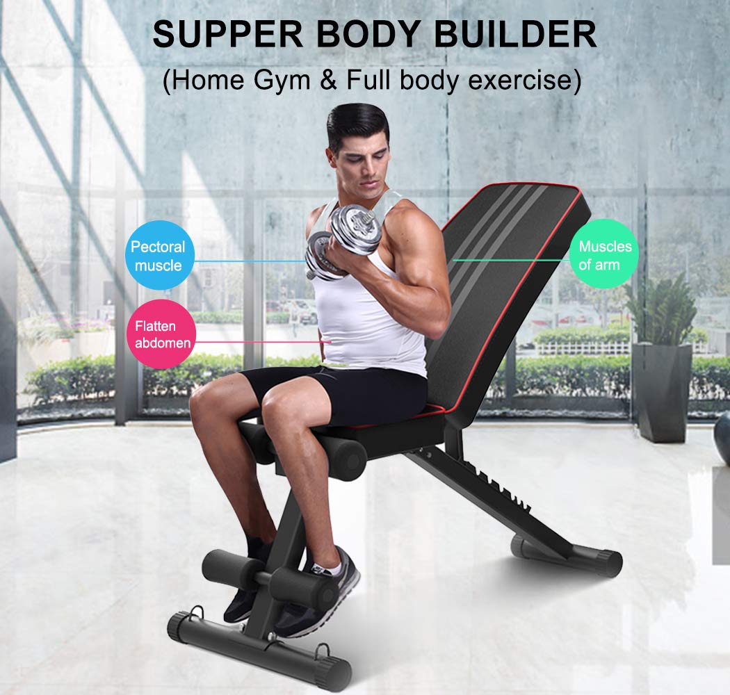 YOLEO Adjustable Weight Bench - Utility Weight Benches for Full Body Workout, Foldable Incline/Decline Bench Press for Home Gym