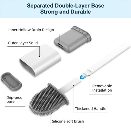 Ahyanz Toilet Brush silicone Deep Cleaner, Excellent quality, Heavy Base for No-Slip Anti-drip, Long Plastic Handle