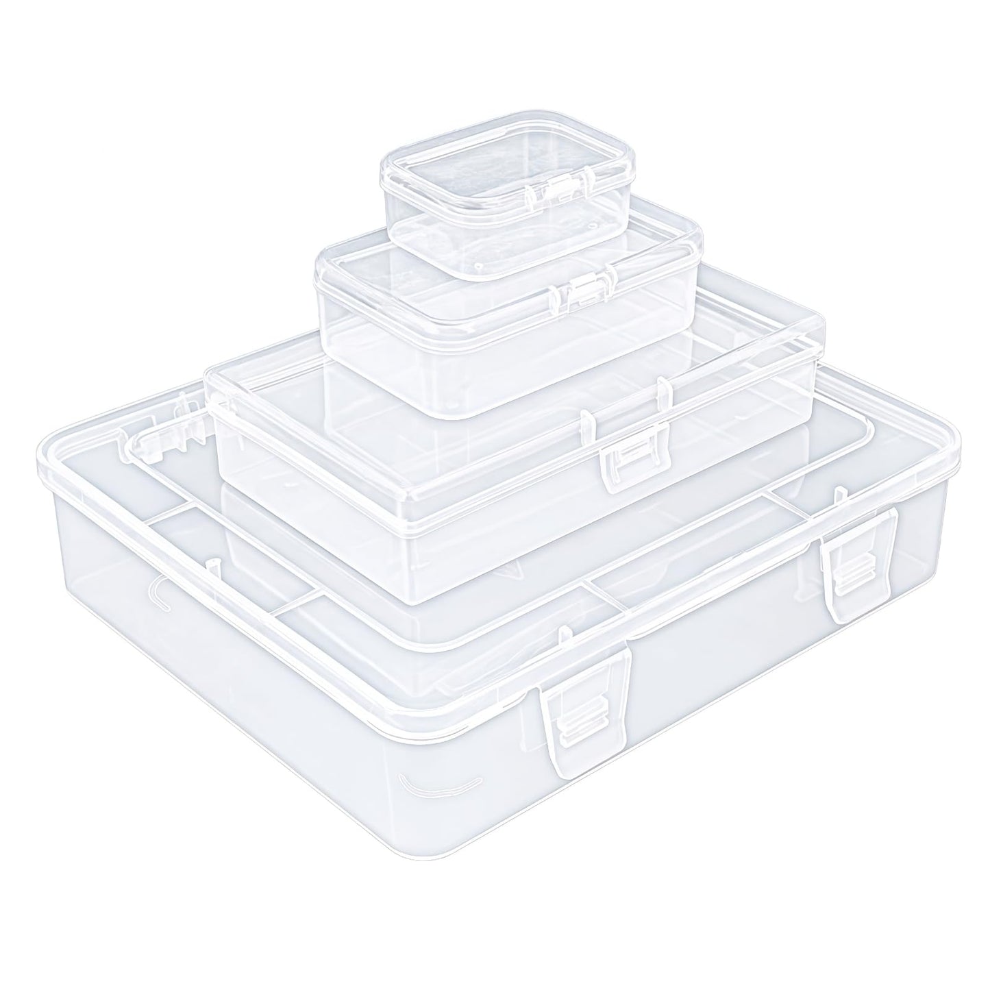 Goodma 7 Pieces Mixed Sizes Rectangular Clear Plastic Storage Box