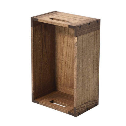 KIRIGEN Stackable Wooden Storage Cube with Handles, Brown