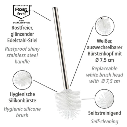 WENKO Silicone Replacement Toilet Brush, with Non-Stick Effect, White, 7.5 cm