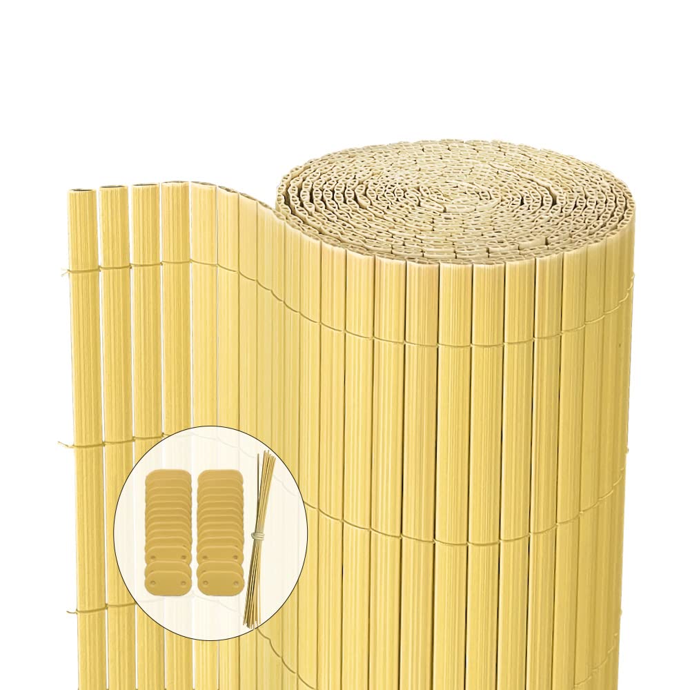 VOUNOT PVC Privacy Screening Fence 100 x 500 cm, Double Reinforced Struts Privacy Protection for Garden, Balcony and Terrace, Wind and Sun Protection