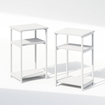 Furinno SIMPLISTIC Night Stand Set of 2, 3-Tier Open Shelf Design Nightstand with Metal Frame, Bedside Table, End Table, Side Table, for Bedroom
