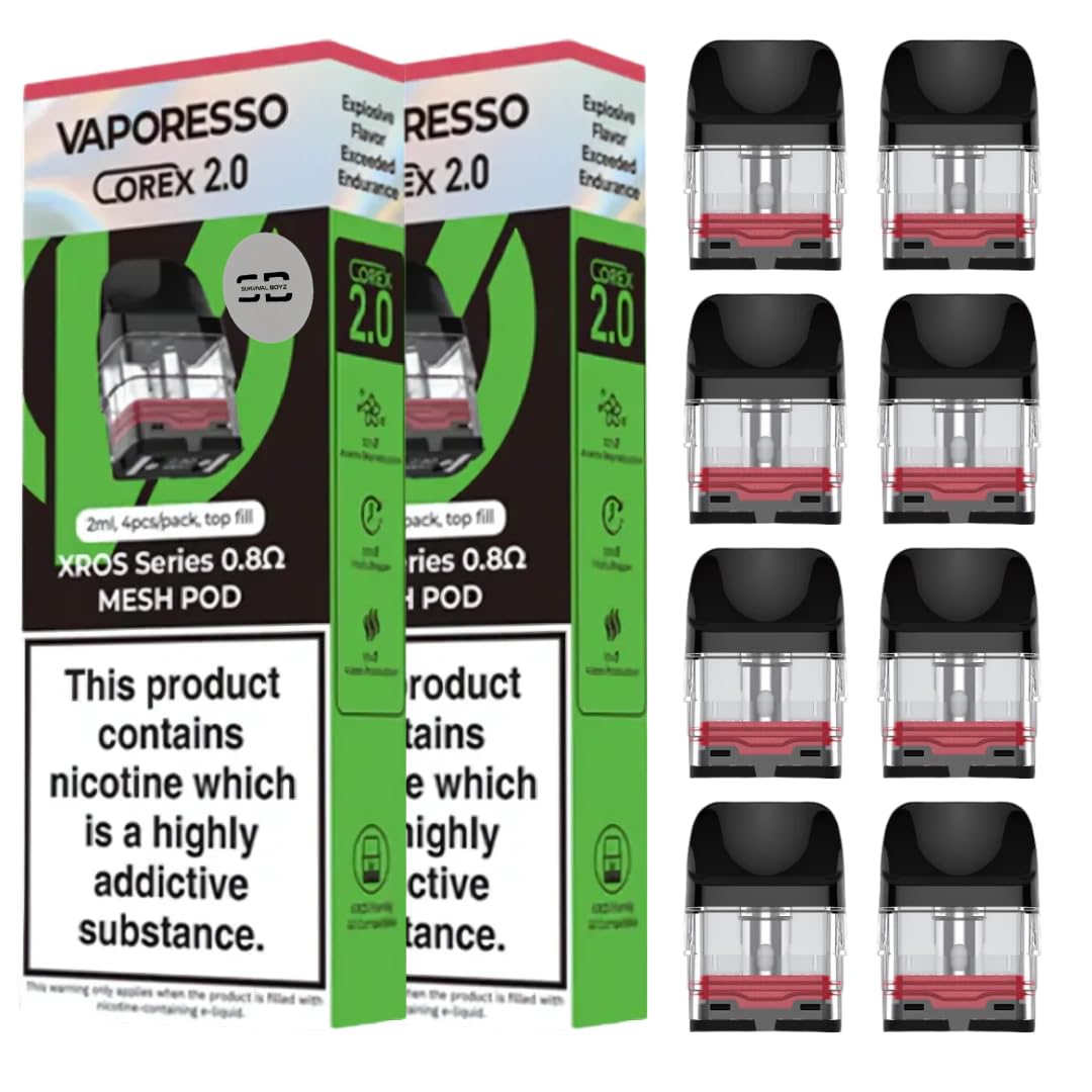 Vaporesso Xros Pods (0.8) - 2 x 4 Pack Available in 0.4,0.6,0.8,1.0,1.2? Compatible With Vaporesso Xros Range Only - No Nicotine