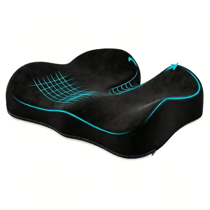 Benazcap Memory Foam Coccyx Cushion to Reduce Tailbone Pressure, Black.