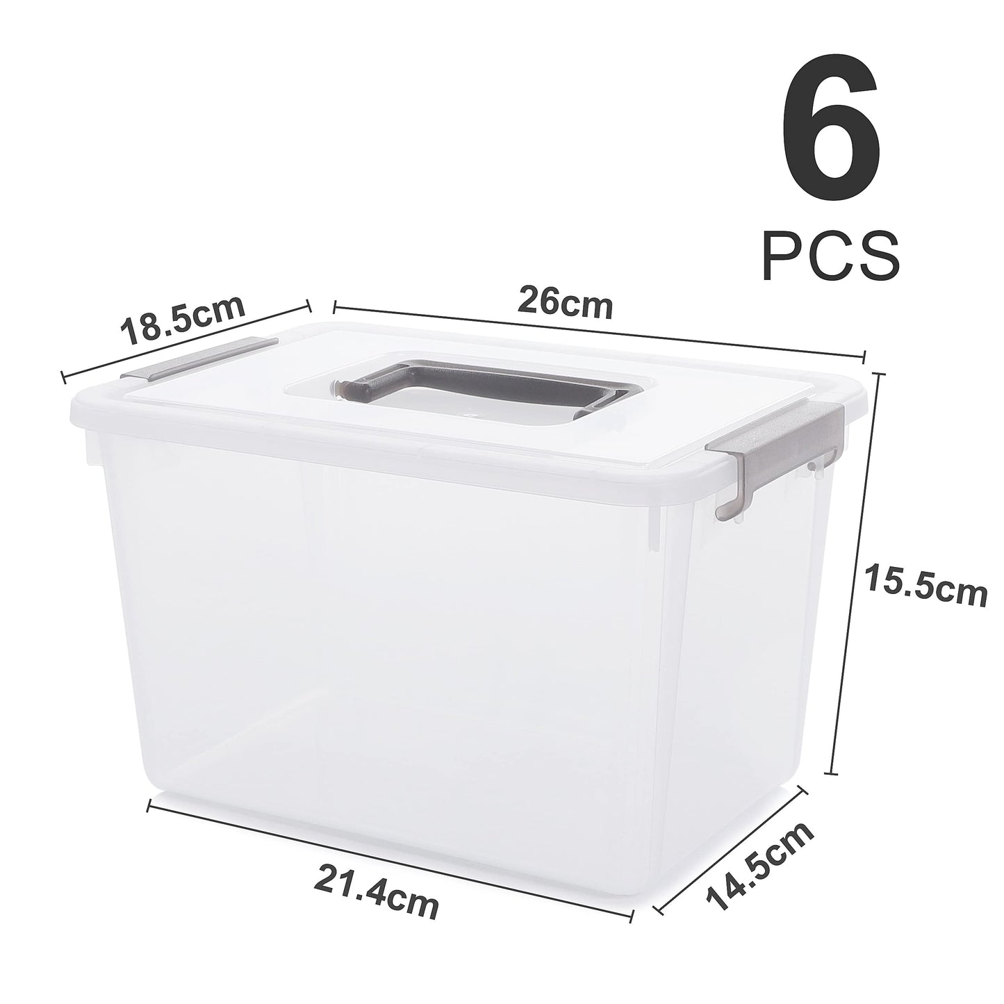 Citylife 6Packs 5L Plastic Storage Boxes with Lids, Clear Stackable Storage Box with Handle, Collection Boxes for Organizing Toys, Snacks, Tools