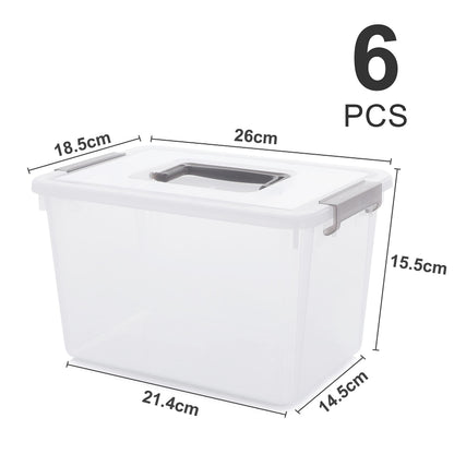 Citylife 6Packs 5L Plastic Storage Boxes with Lids, Clear Stackable Storage Box with Handle, Collection Boxes for Organizing Toys, Snacks, Tools