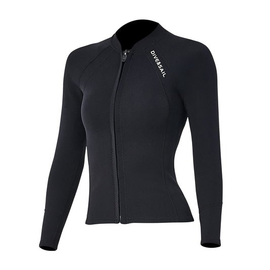 EUPTE 2mm Wetsuits Women/Men Long Sleeve Jacket UPF50+ UV Protection Diving Skin Suit Top for Scuba Diving Snorkeling Surfing Swimming (men, L)