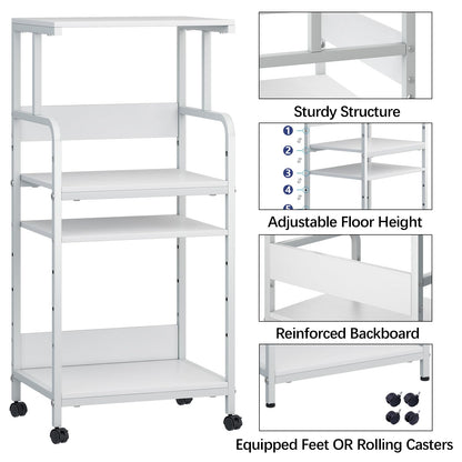 4-Tier Printer Stand, Large Printer Table on Wheels, Movable Printer Stand