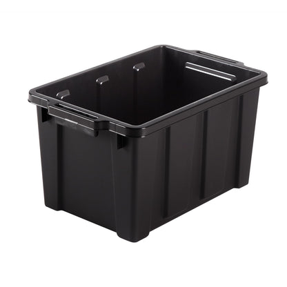 Iris Ohyama, Garage Storage Boxes, Plastic Storage Box with Lids, Closing Clips, 21L/4Pack, BPA Free, Red Lid, W44.5 x D29 x H25cm, DDSKT-210