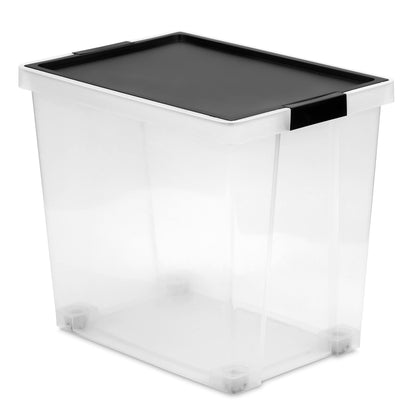 TATAY Storage Box Stackable Design Lid with Hinges Included Wheels Included