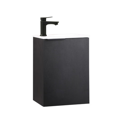 Kometmöbel Cloakroom Vanity Unit With Wash Basin Bathroom Vanity 40cm Wall Hung (Black with Handle 40cm, Without Tap)