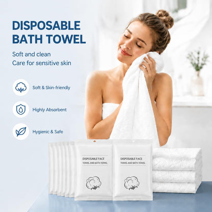ERHAOG Disposable Bath Towels, 6 Pcs Large Travel Bath Towel 55 * 28 Inches, Travel Essentials Compressed Towel