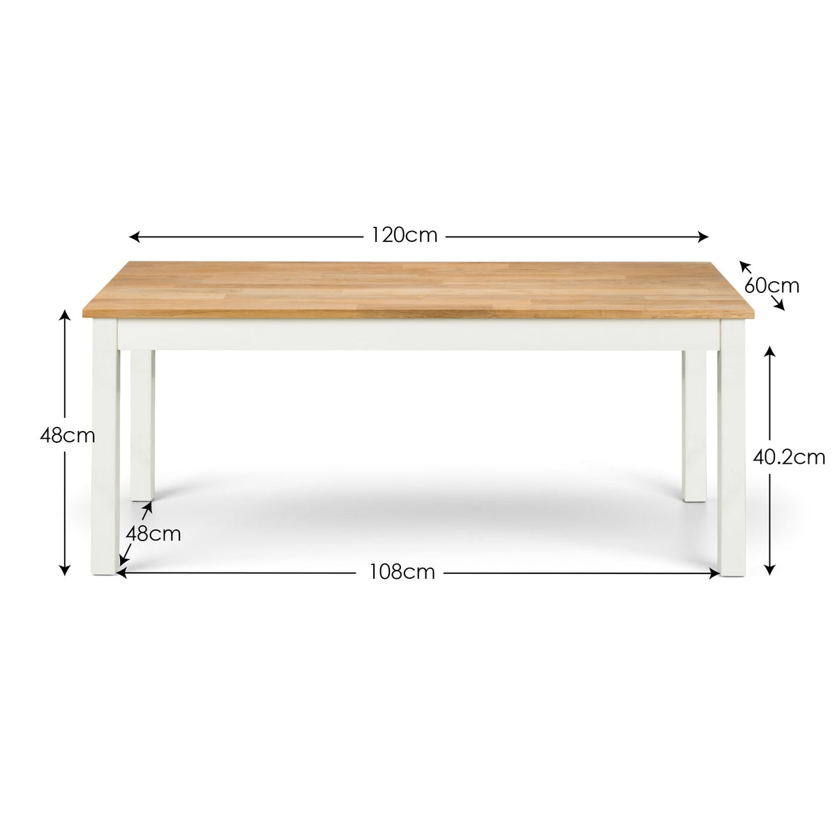 Julian Bowen Coxmoor Coffee Table, Ivory and Oak - H48 x W120 x D60cm