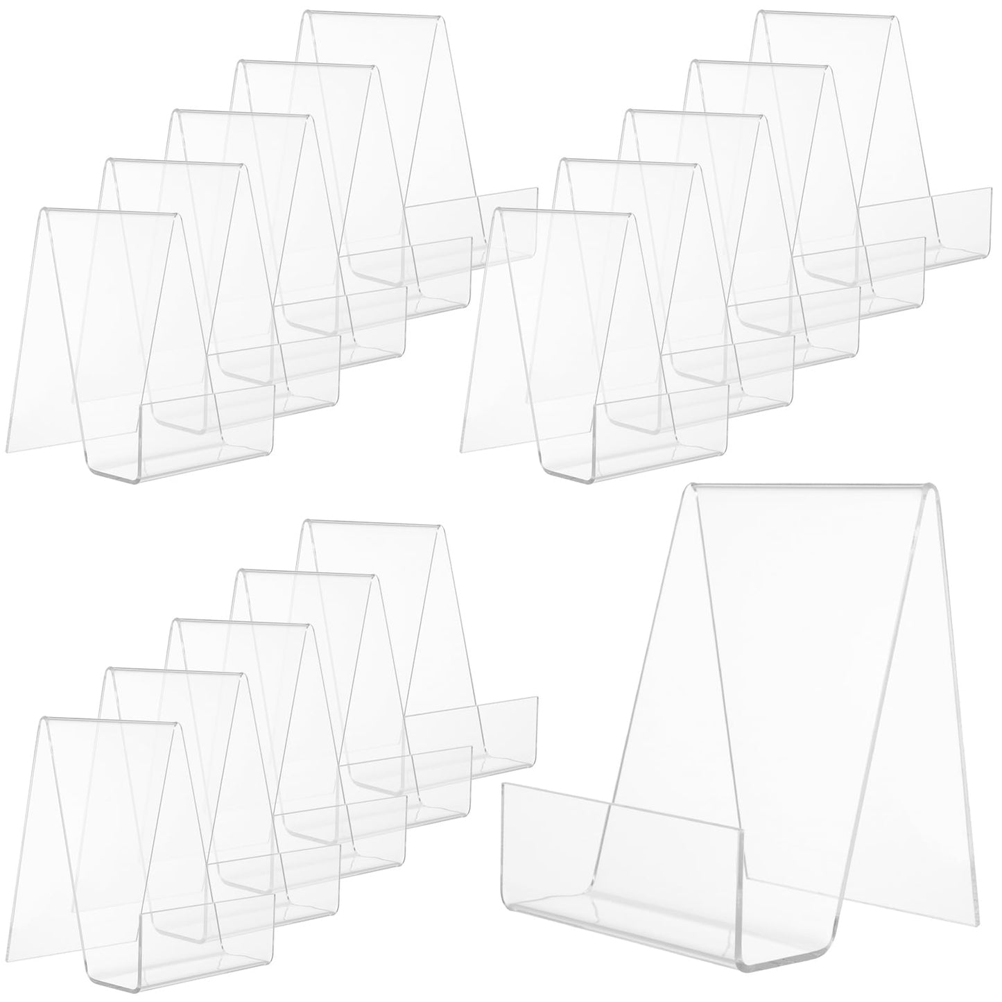 CYEER 16 PCS Book Stand 7.5 x 9 x 10.5 cm, Acrylic Display Stand Book Holder, Clear Display Stand Book Stands for display Books, Picture Albums, Menu