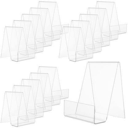 CYEER 16 PCS Book Stand 7.5 x 9 x 10.5 cm, Acrylic Display Stand Book Holder, Clear Display Stand Book Stands for display Books, Picture Albums, Menu