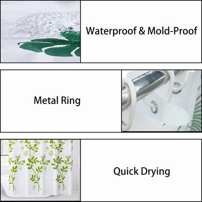 zhaoyeqing Shower Curtain for Bathroom, 100% PEVA Waterproof Anti-Mould Proof Resistant, Washable Bathroom Curtain, with 12 Pcs Curtains Hooks