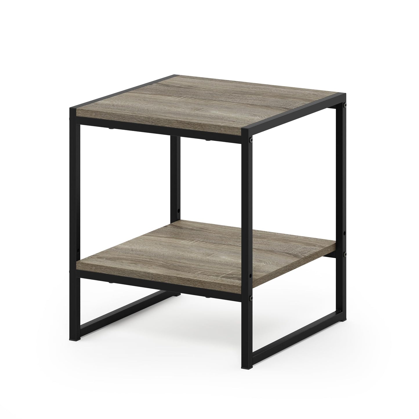 Furinno CAMNUS Side Table, 2-Tier Metal Frame End Table with Open Shelf, Easy Assembly Night Stand, Bedside Table, for Living Room, Bedroom