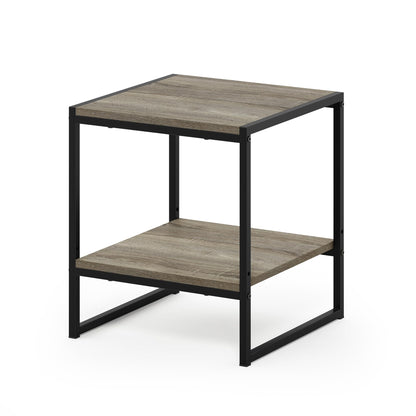 Furinno CAMNUS Side Table, 2-Tier Metal Frame End Table with Open Shelf, Easy Assembly Night Stand, Bedside Table, for Living Room, Bedroom