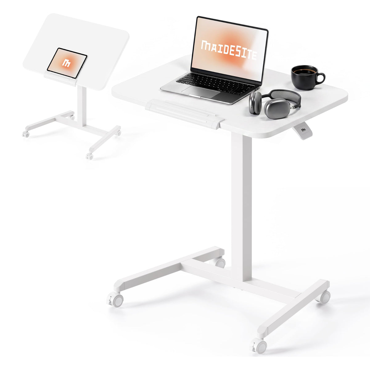 MAIDeSITe Fit Pro Over Bed Table with Wheels, Height Adjustable Desk