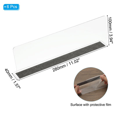 PATIKIL 6 Pack Shelf Dividers for Closet Organization, 280 x 40 x 100mm Acrylic Magnetic Closets Separator Kitchen Cabinet Shelves Under Bed Blocker
