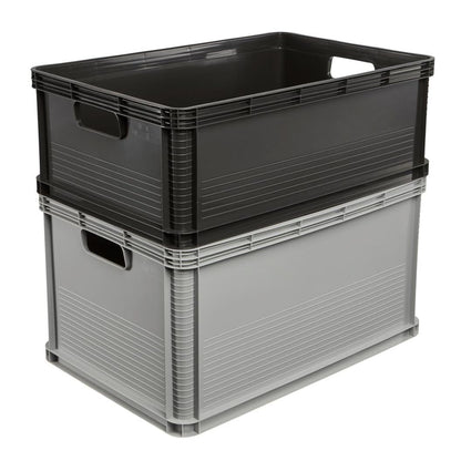 keeeper Strong Transport Box, Acid-Resistant and Food Safe, 60 x 40 x 22 cm, 45 Litre, Robert, Graphite Grey