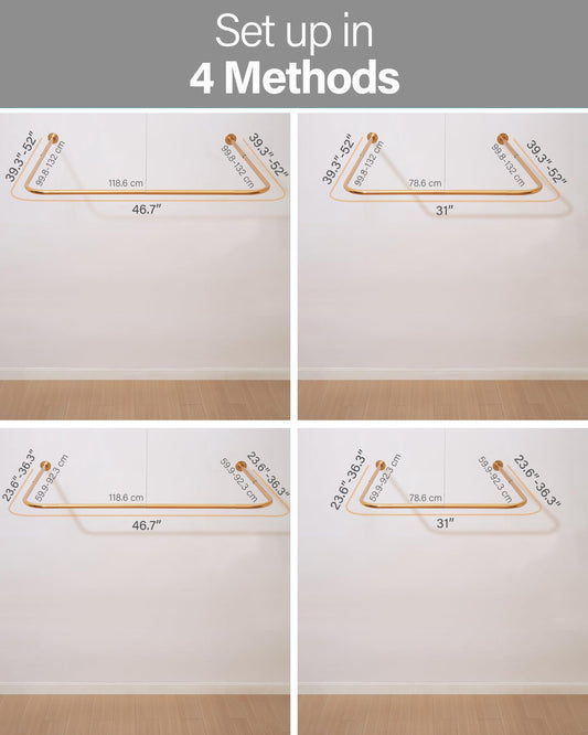 Yampos U Shaped Shower Curtain Rail, [Both Sides: 60 cm - 132 cm, Middle: 76,2 cm